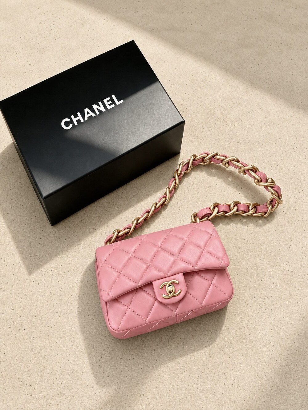 Chanel Classic Mini Pink Quilted Nylon Flap Bag - Picture 3 of 5